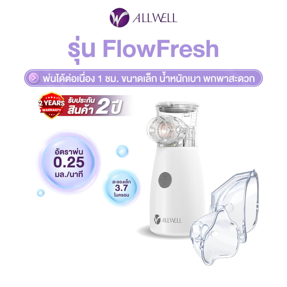 เครื่องพ่นละอองยาพกพา ไร้สาย ขนาดเล็ก ALLWELL MESH NEBULIZER รุ่น FLOWFRESH